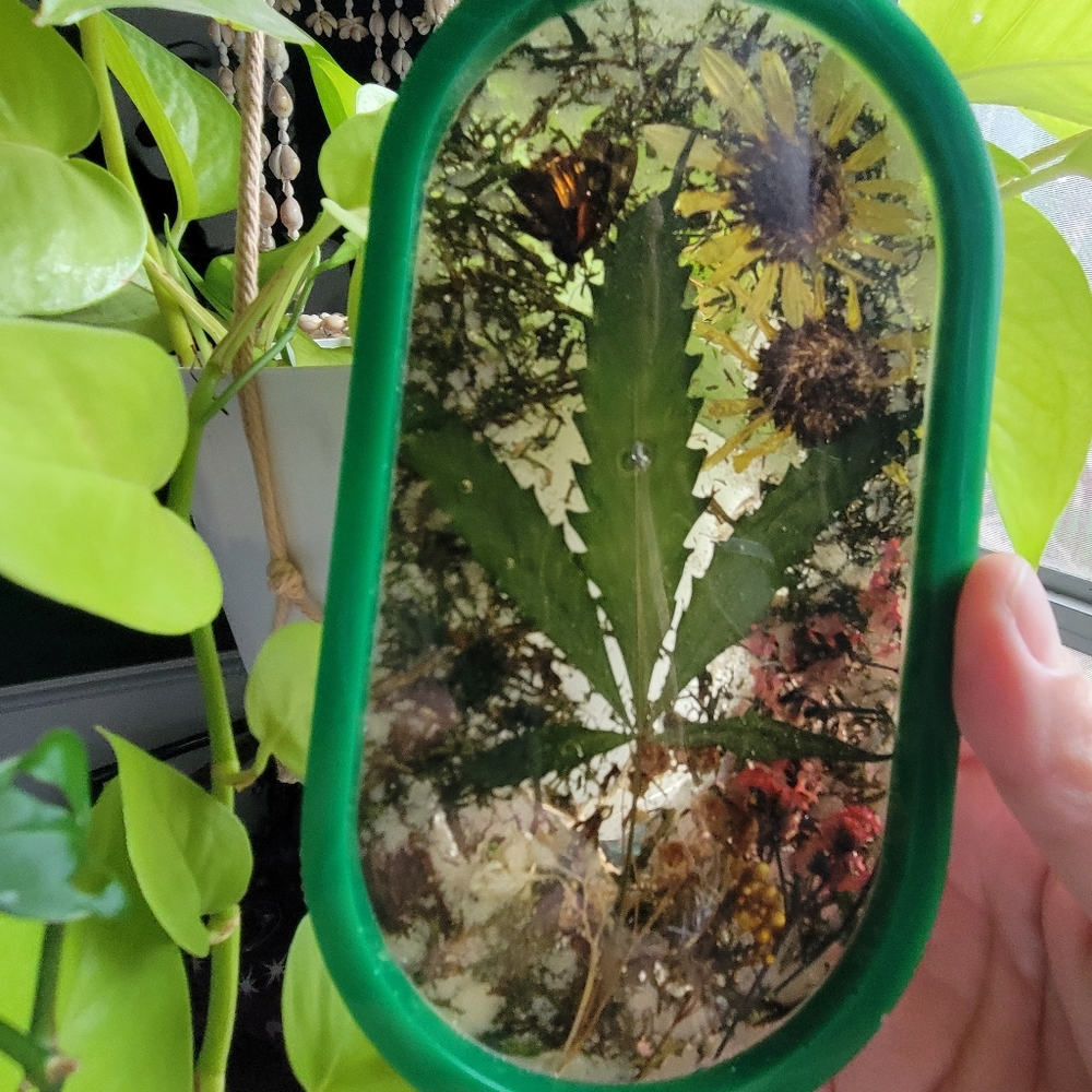 Rolling tray Real flowers Epoxy Resin
